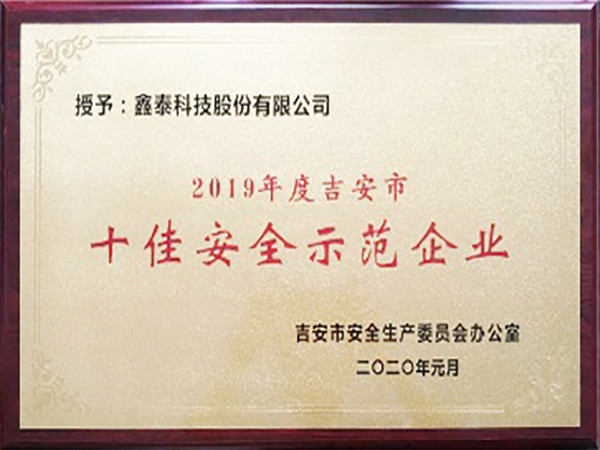 2019年十佳安全示范企业
